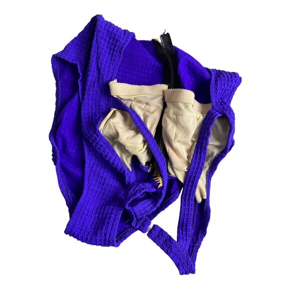 Athena Women's Strappy One Piece Zip Summer Swimsuit PURPLE Size 8 READ DESCRIPT - Picture 4 of 7